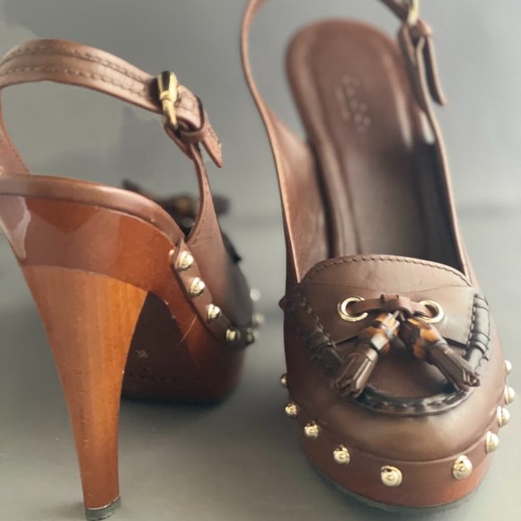 Gucci Bamboo Tassel Leather Loafers Pumps Cognac - Picture 2 of 6